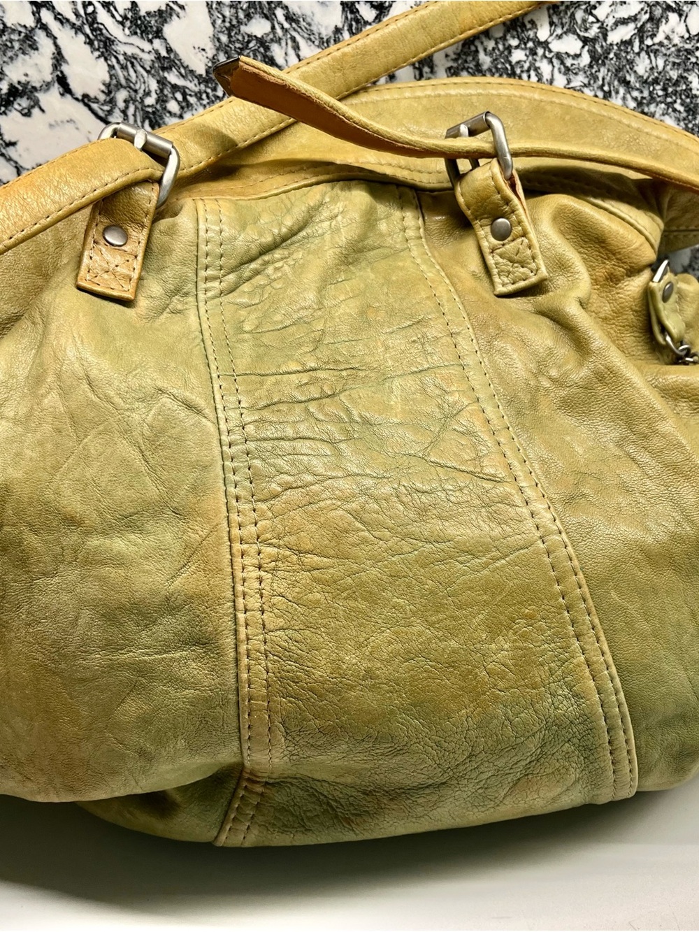 Soft Olive Gustto Brand Leather Women's Shoulder Bag